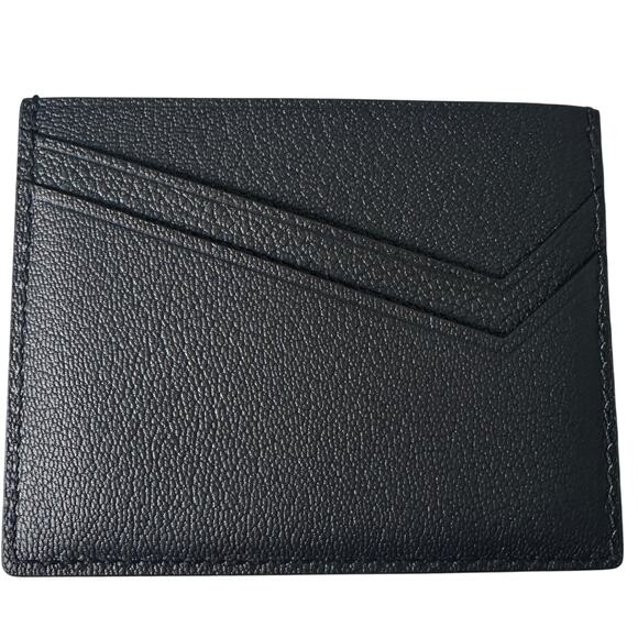 Tiffany & Co Black Leather Card Holder Wallet Gold T Logo Minimalist Luxury - Picture 2 of 11